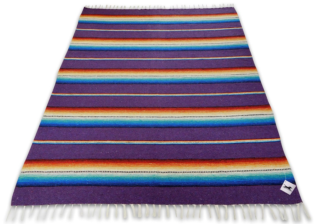 #11 Yoga Mat Purple Traditional Mexican Blanket Striped Premium Mexico Serape 