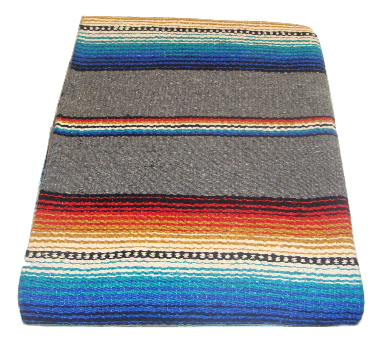 Sarape Cotton Heavy Weave 58 x 78 Striped Tan Yoga Roll Blanket