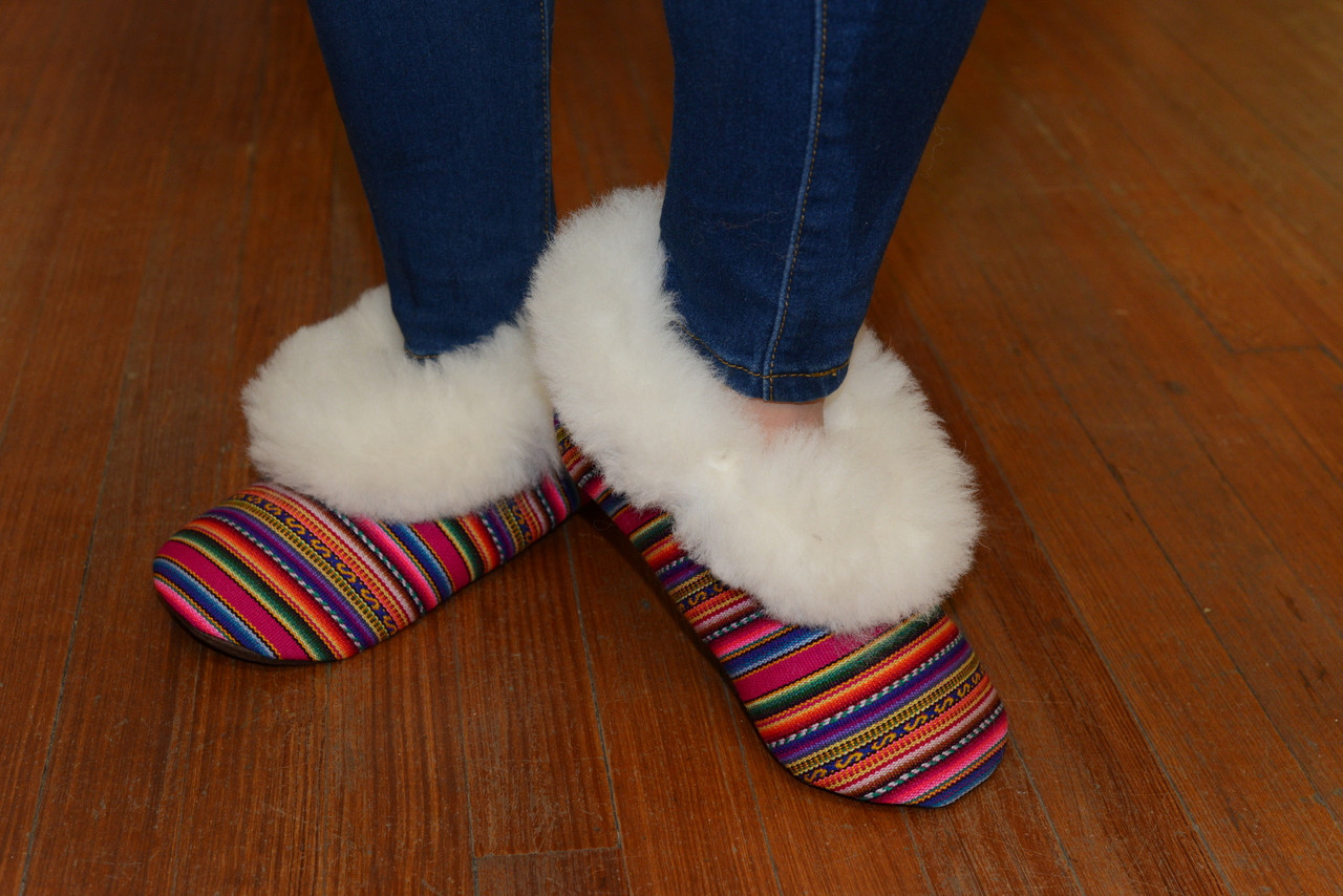 Alpaca Colorful Manta Fabric Slippers 