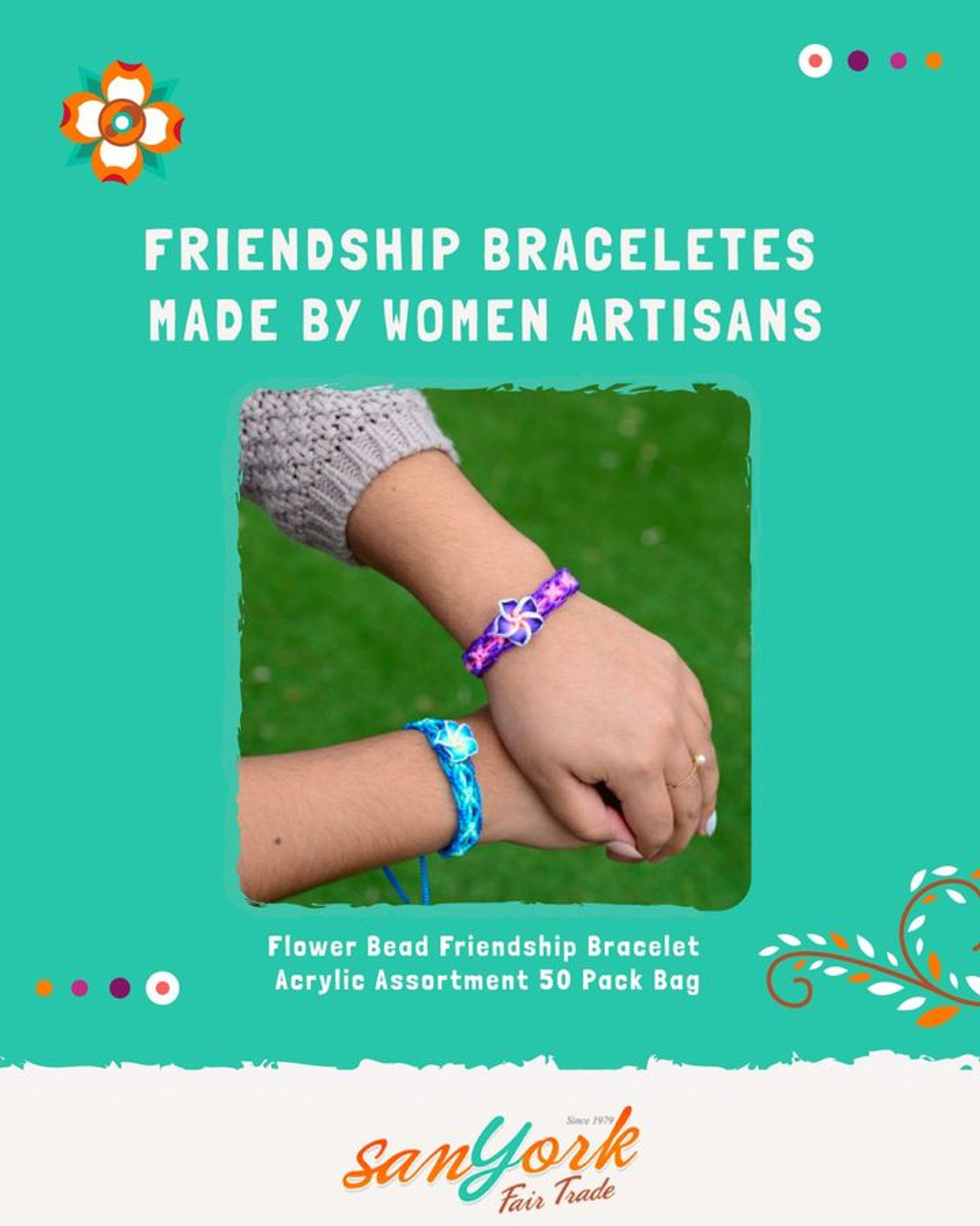 Friendship Woven String Bracelet 1/4 wide - Mexico