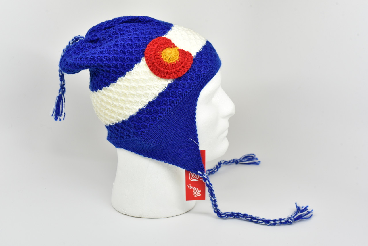 Colorado Flag Chullo Cap Hand Knit 100% Alpaca Artisan Made Fine Warm and  Light - Sanyork Fair Trade