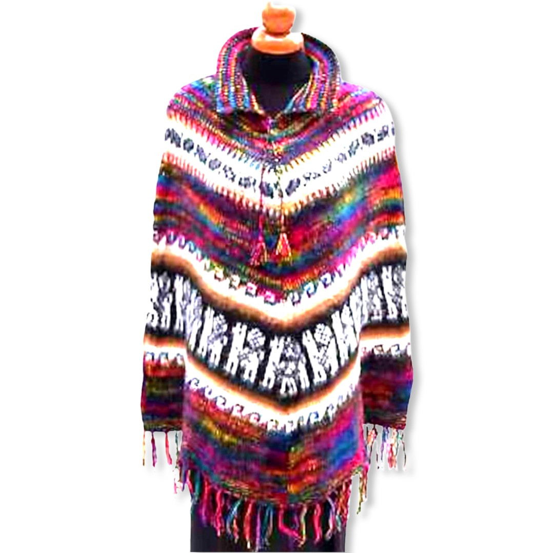 Talia Adult 100% Alpaca Knit Snow Caps Poncho One Size - Sanyork
