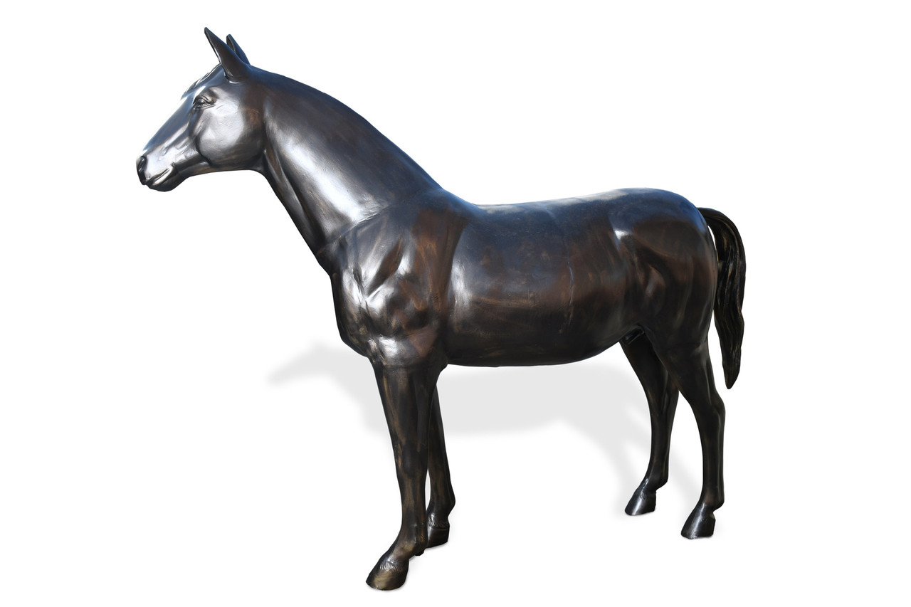 Horse Life Size Standing Statue Bronze Color Recycled Aluminum Art