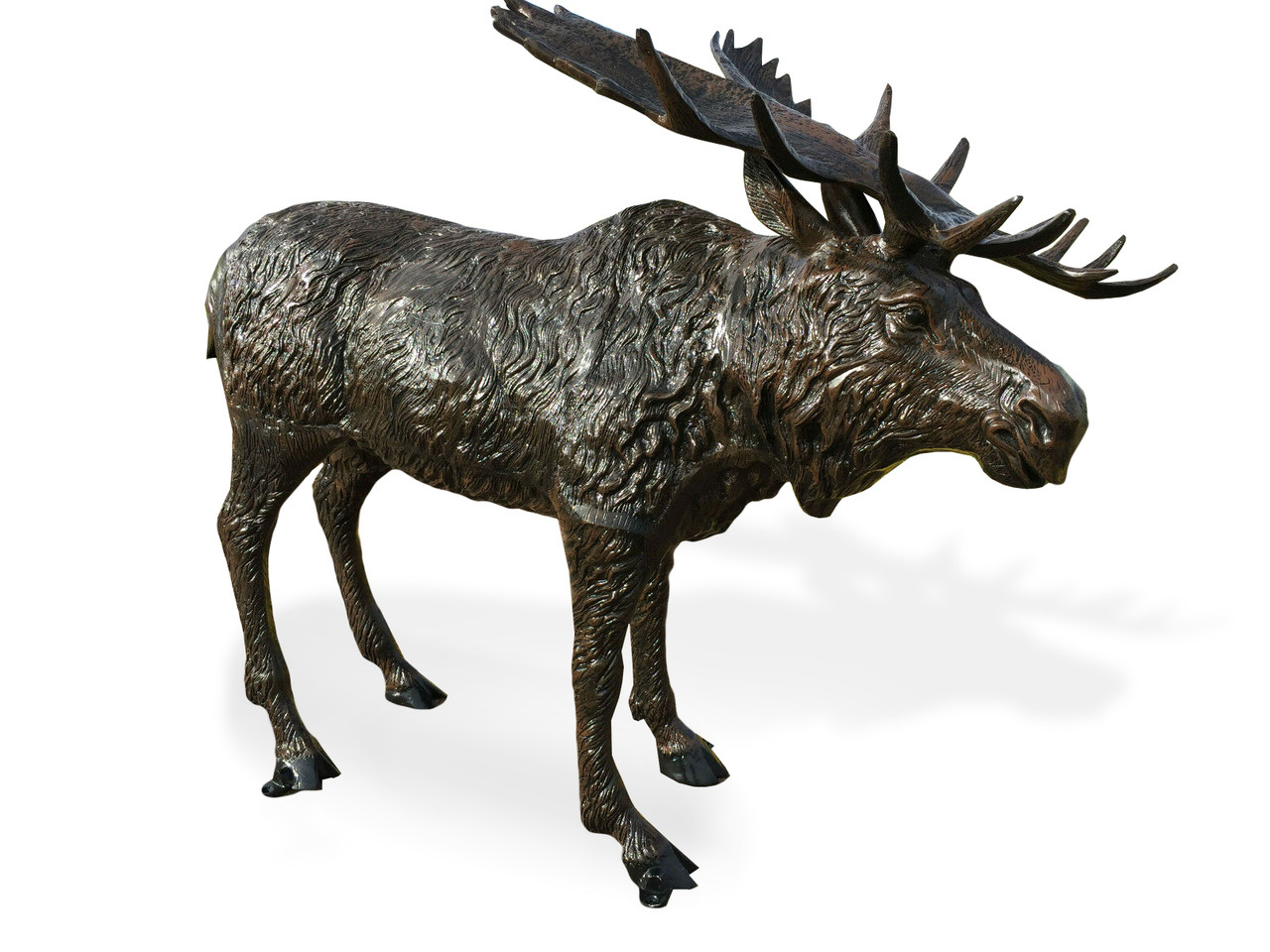 Standing Moose Life Size Rock Garden Statue Bronze Color