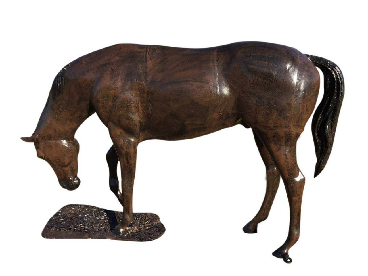 Grazing Horse Life Size Standing Statue Bronze Color Recycled Aluminum Art