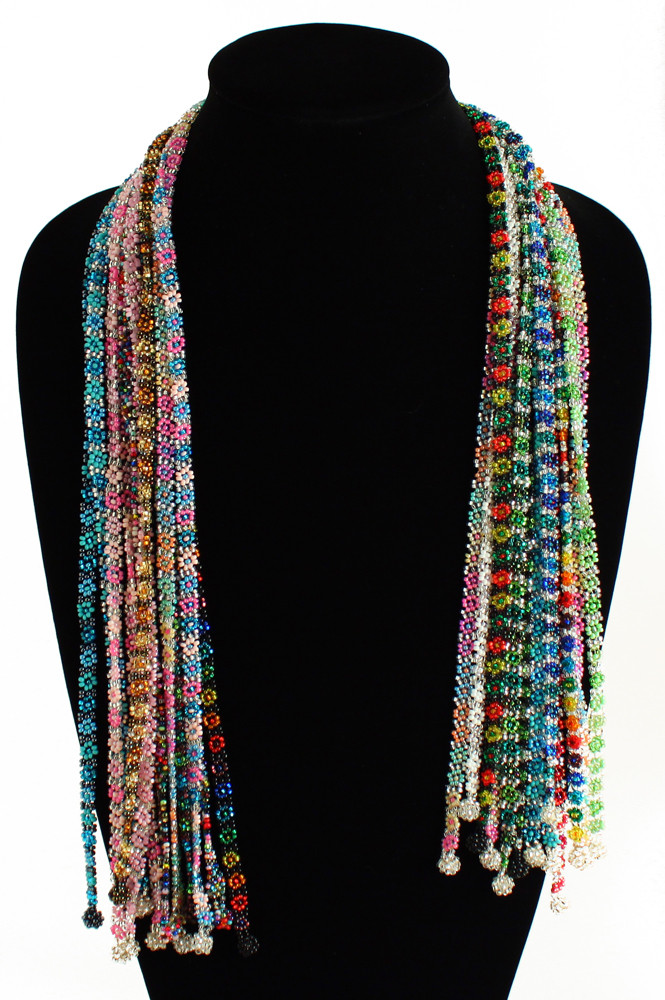 Daisy Chain Colorful Glass Beads Necklace Assorted Colors Four Pack