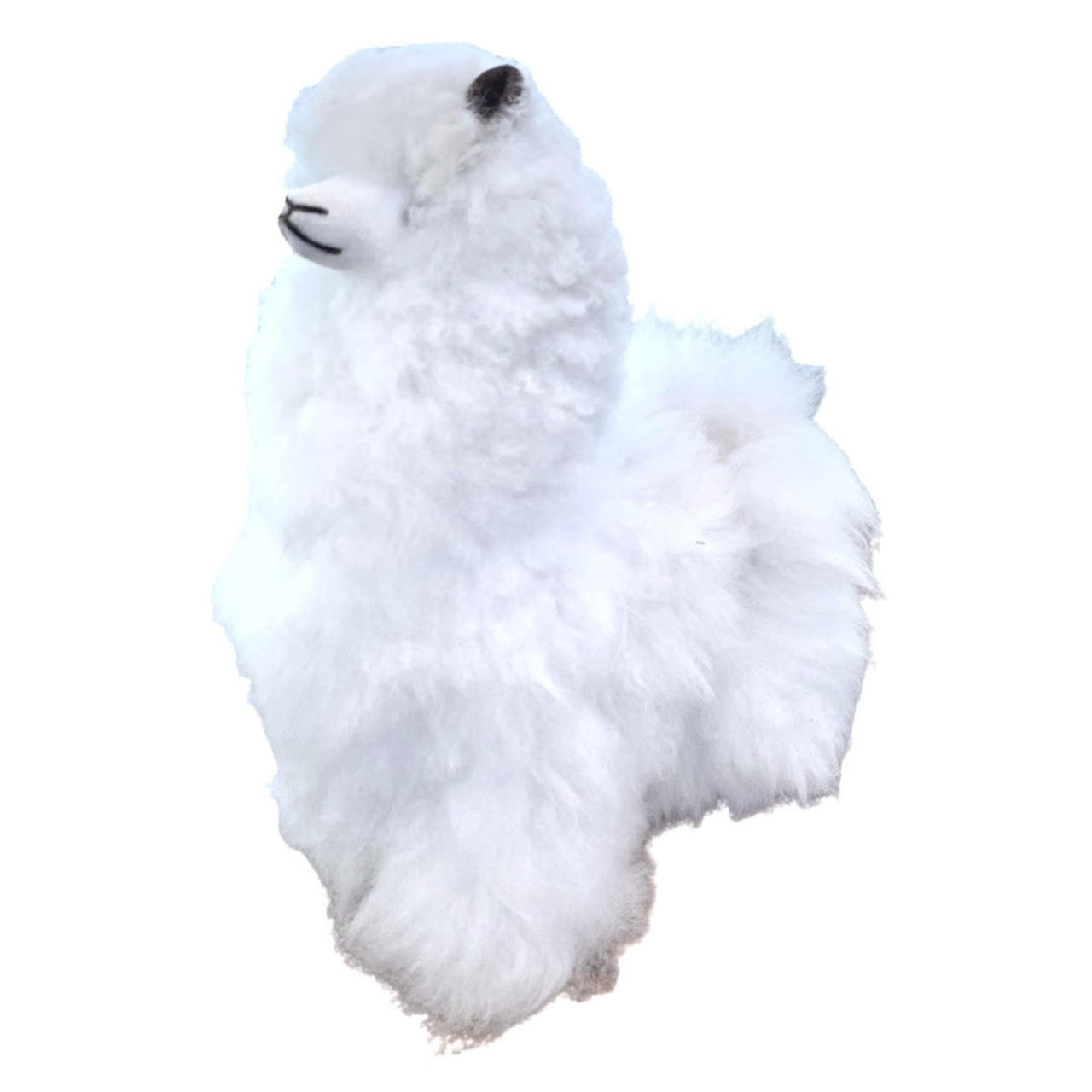 Stuffed Beige Alpaca Fur Toy Handmade on Genuine Baby Alpaca Wool 12 Inch 
