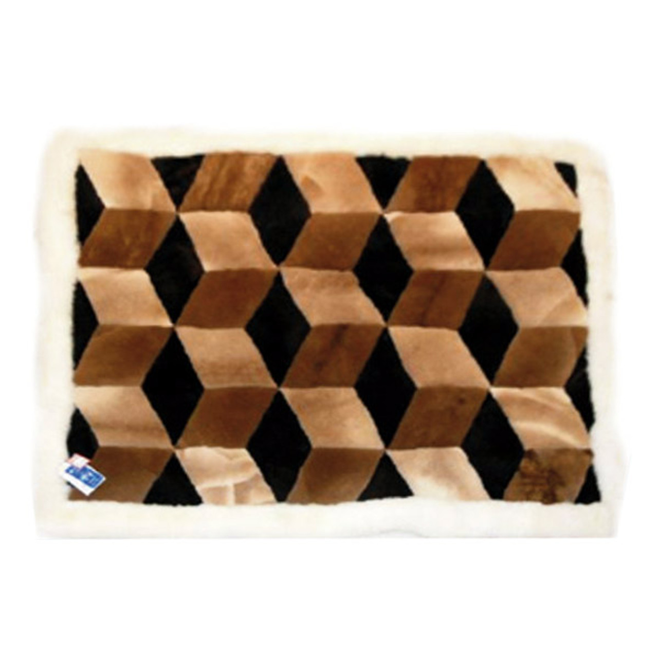 Alpaca Fur Rug Chestnut Cubes Rectangular 36 x 48 - Design 05