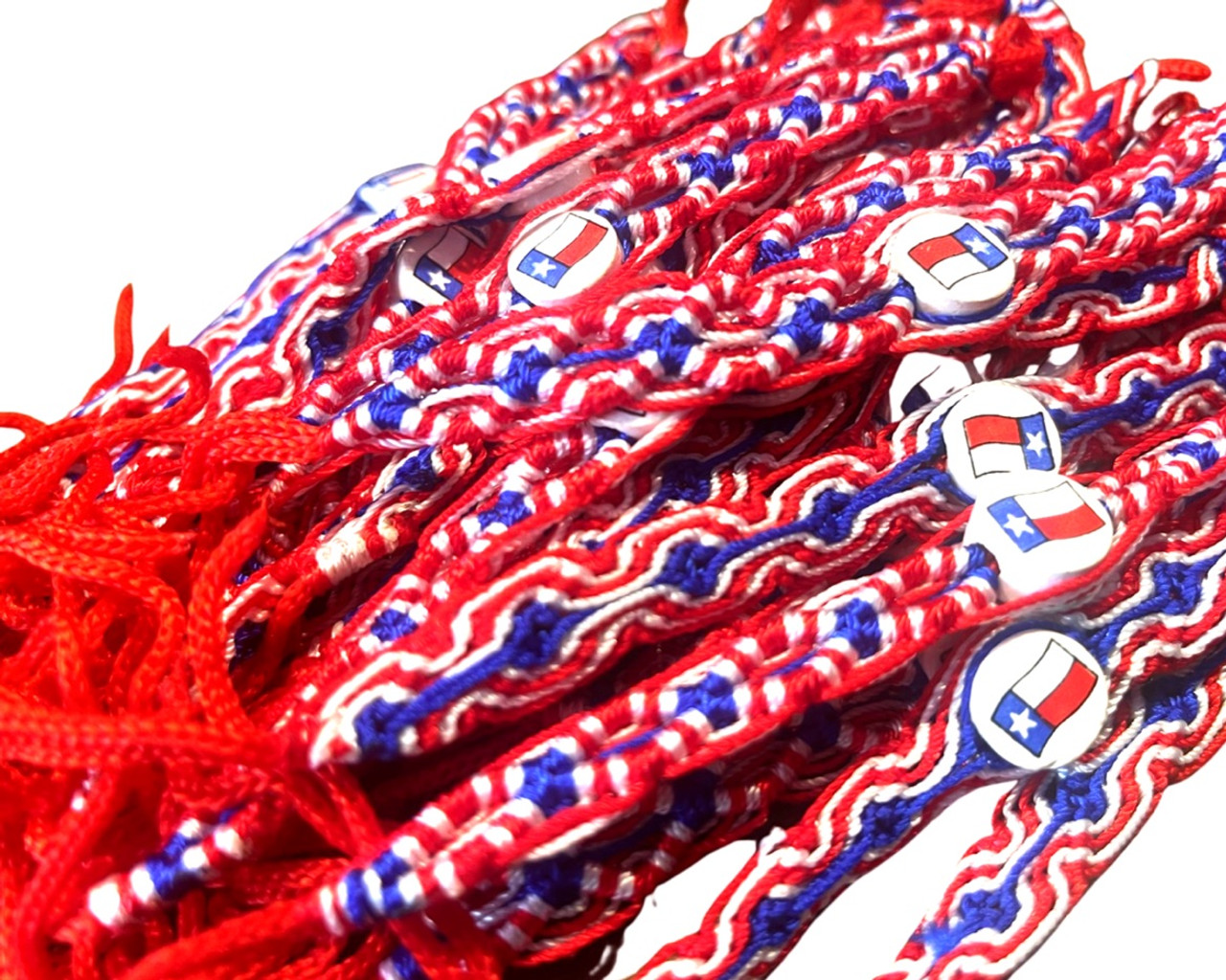 Friendship Bracelets USA Flag Red Blue and White Wide Pack of 50 Bag -  Sanyork Fair Trade