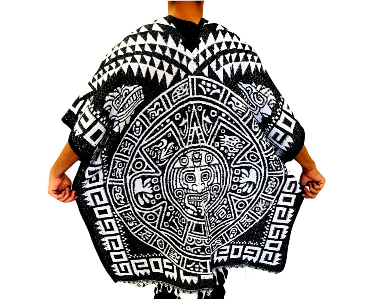 Ethnic Identity Mexican Poncho Aztec Calendar Unisex Reversible