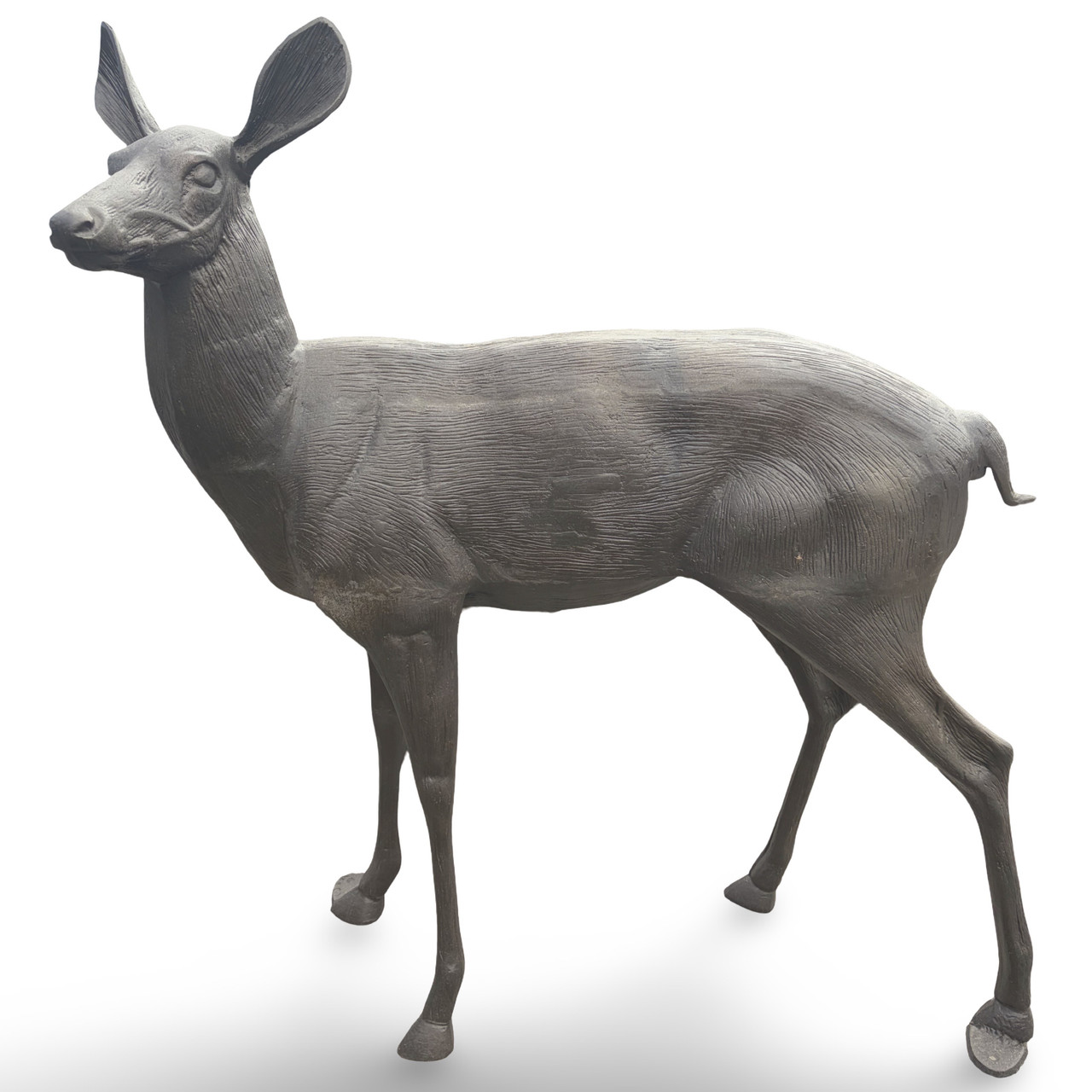 Heirloom Bronze Patina Doe Standing Mother Deer Garden Statue