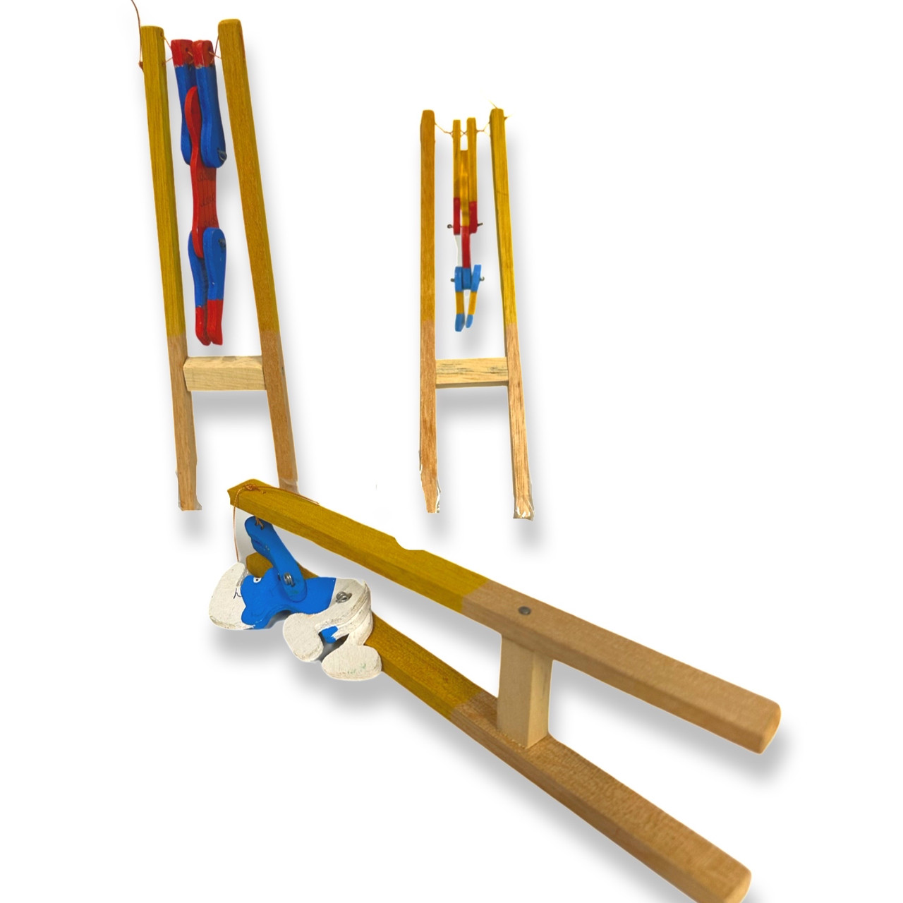 Folk Toys Wood Flap Jack Agile Acrobat Trapeze Tricks Wooden Toy