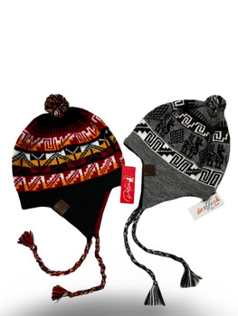 Reversible Two-Tone Beanie Chullo 100% Alpaca