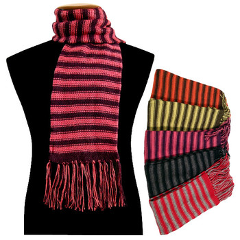 Striped Arlequin 100% Alpaca Tube Double Scarf 10" x 76"