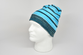 Knit Alpaca Striped Beanie with Reverse Look