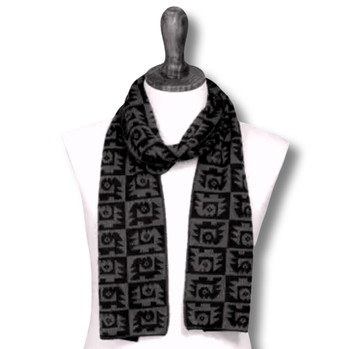 Alpaca Scarf Two Tones Black and Charcoal Neckwear Two Tone Pre-Columbian Icon Scarf Alpaca Scarf Two Tones Black and Charcoal Neckwear Two Tone Pre-Columbian Icon Scarf