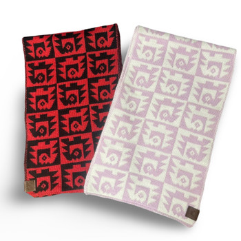 Maroon and Red Peruvian Pre-Inca Icons Knit Scarf Two Tone  in 100% Alpaca Maroon and Red Peruvian Pre-Inca Icons Knit Scarf Two Tone  in 100% Alpaca