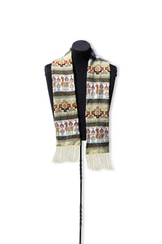 Fine Knit Alpaca Blend Scarf Multicolored Geometric with Fringe Peru Fine Knit Alpaca Blend Scarf Multicolored Geometric with Fringe Peru