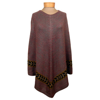Peruvian Knit Mélange Poncho with Band One Size Long Adult Peruvian Knit Mélange Poncho with Band One Size Long Adult
