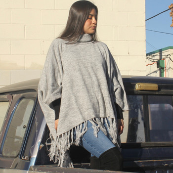 Poncho Wrap for Ladies Turtle Neck Knit Pure Royal Alpaca Poncho Wrap for Ladies Turtle Neck Knit Pure Royal Alpaca