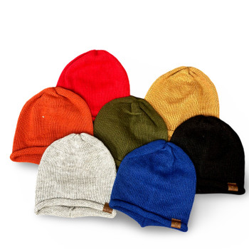 Comfy 100% Baby Alpaca Solid Color Soft Reversed Knit Hat from Peru