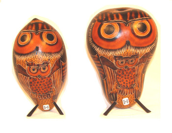 Hand Carved Gourd Standing 8"-12" Tall Peru Fair Trade