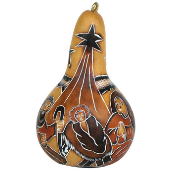 Hand Carved Natural Nativity Scene Ornament Hand Carved Natural Nativity Scene Ornament