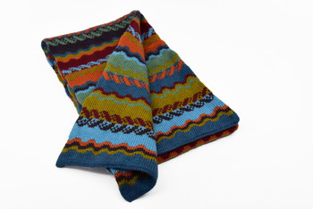 Peruvian Illuminating Wildflower Alpaca Knit Scarf in Fall Shades Unisex Double Knit Peruvian Illuminating Wildflower Alpaca Knit Scarf in Fall Shades Unisex Double Knit