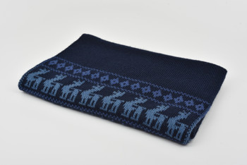 LLama Rows Baby Alpaca Scarf Blue Tones 12" x 70" Unisex