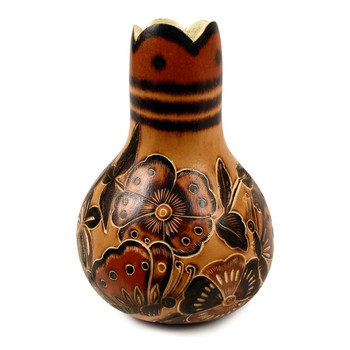 Gourd Flower Vase Butterflies Birds Nature Carved with Hand Tools Peru Gourd Flower Vase Butterflies Birds Nature Carved with Hand Tools Peru