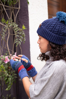 Caroline Pure Natural  Alpaca Beanie Two Tone Ultra Warm Stretch Knit