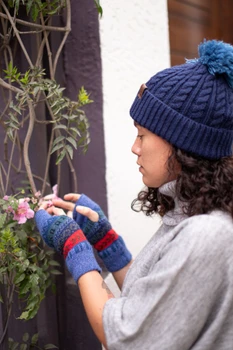 Caroline Pure Natural  Alpaca Beanie Two Tone Ultra Warm Stretch Knit