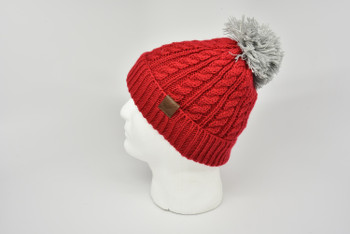 Two Tone Cable Design Caroline Beanie 100% Baby Alpaca