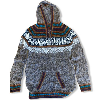 Unisex Alpaca Hoodie Sweater Jacket Baja Knit Medium Pullover Top