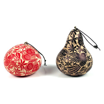 Gourd Relief Carved Christmas Ornament Multicolored Intricate Designs Gourd Relief Carved Christmas Ornament Multicolored Intricate Designs