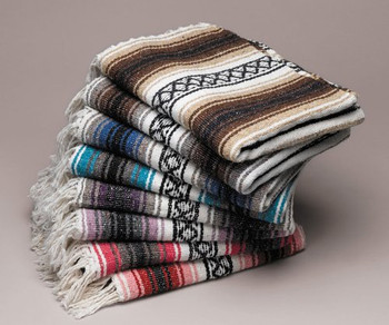 Striped Quality Mexican Blanket in Assorted 8 Colors 54" x 78" Striped Quality Mexican Blanket in Assorted 8 Colors 54" x 78"