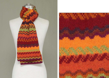 Fine Geometric Knit 100% Alpaca Scarf Fall Shades 8" x 72" Fine Geometric Knit 100% Alpaca Scarf Fall Shades 8" x 72"