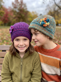 Grace Cozy Alpaca Child Beanie Hat with Crocheted Flower Handmade