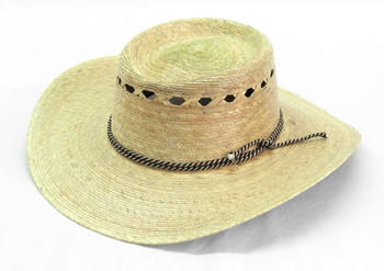 Shady Straw Palm Hat with Tall Crown Vented Adjustable Size Shady Straw Palm Hat with Tall Crown Vented Adjustable Size