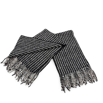 100% Baby Alpaca Herringbone Super Fine Scarf 12" x 82" Handknit