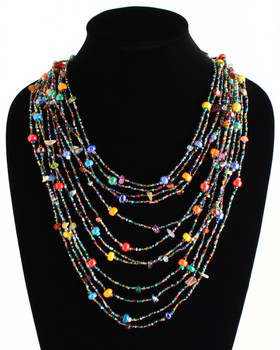 Multicolor Glass and Crystal Beaded Necklace from Guatemala - Magical  Finesse