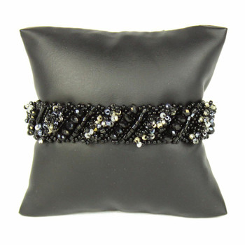 Black Tones Diagonal Block Bracelet with Magnet Closure