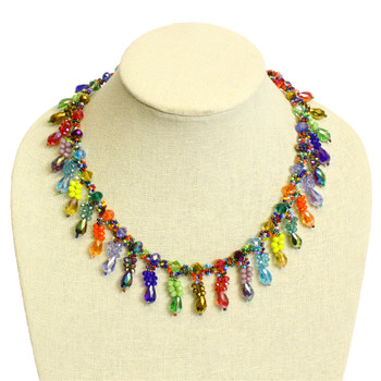 Crystal and Glass Beads Necklace Multicolored Artisan Made Guatemala Crystal and Glass Beads Necklace Multicolored Artisan Made Guatemala