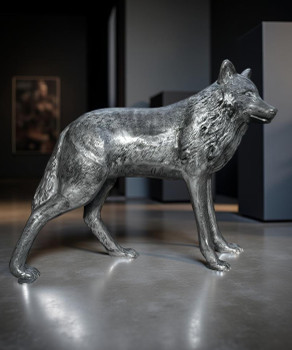 Wolf Garden Statue Bronze Color Recycled Aluminum Art