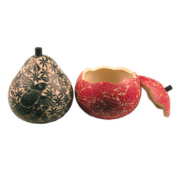 Gourd Box 4-5" Large Relief Carving Wild Life Nature Color Assortment Gourd Box 4-5" Large Relief Carving Wild Life Nature Color Assortment