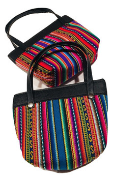 Two Handle Small Purse 6" x 6" Manta Woven Peru Cotton Two Handle Small Purse 6" x 6" Manta Woven Peru Cotton