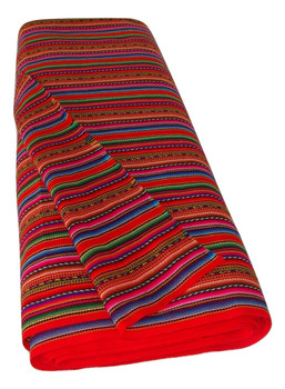 Red Woven Striped Aguayo Manta Fabric by the Yard 100% Cotton Bolt Red Woven Striped Aguayo Manta Fabric by the Yard 100% Cotton Bolt