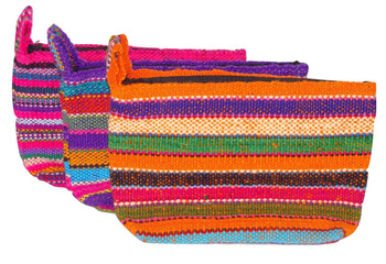 Hand Loomed Rustic Wool Money Pouch and Make Up Purse Zippered Lined