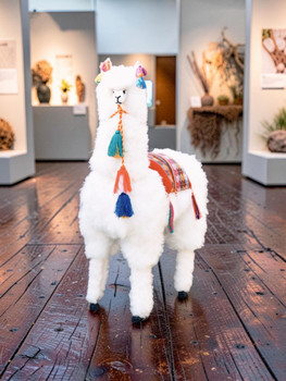 Large 40" Alpaca Long Hair 100% Fiber Standing Plush Doll Tall White 3.5 Feet