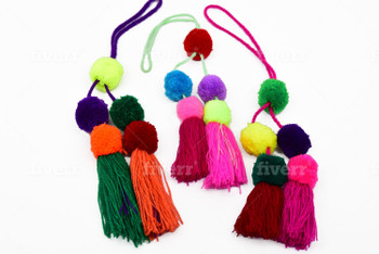 PomPom Tassels as a Garland, Belt, Curtain, Party, Wedding, Christmas Tree Decoration